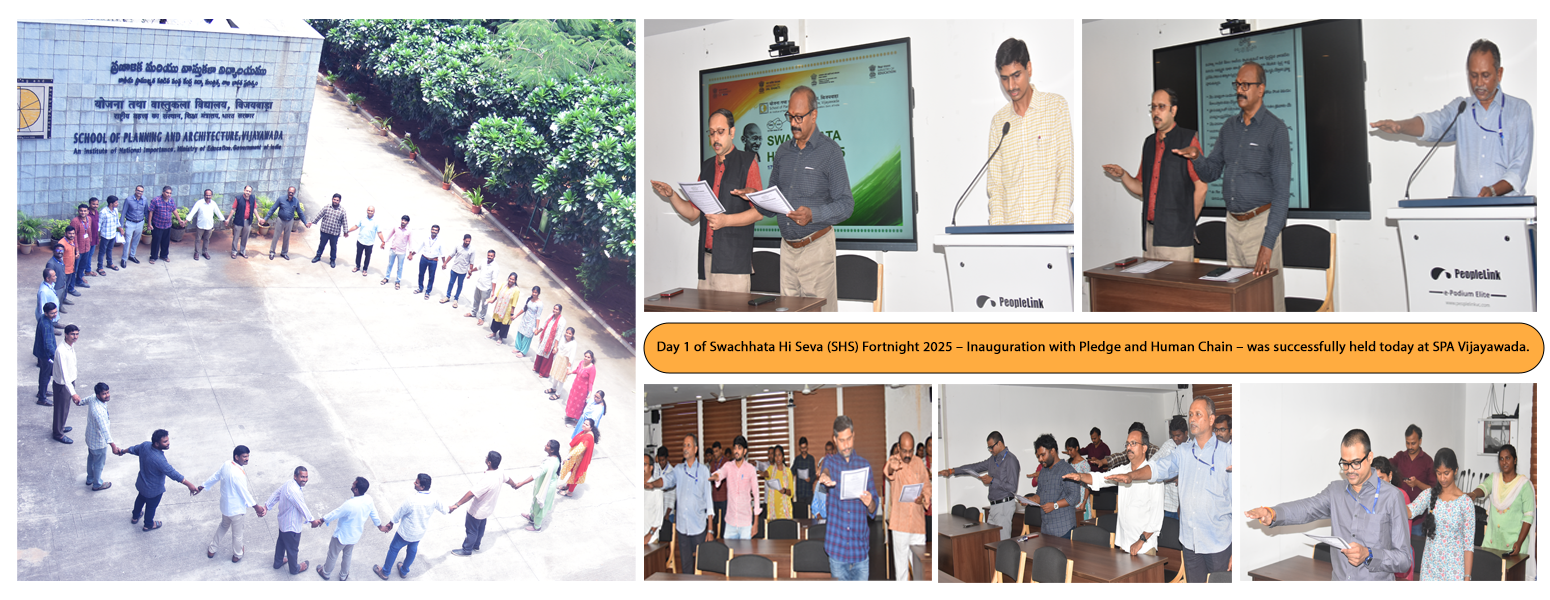 Day 1 of Swachhata Hi Seva (SHS) Fortnight 2025 inaugurated at SPA Vijayawada on 17 September 2025 with a Pledge and Human Chain activity.