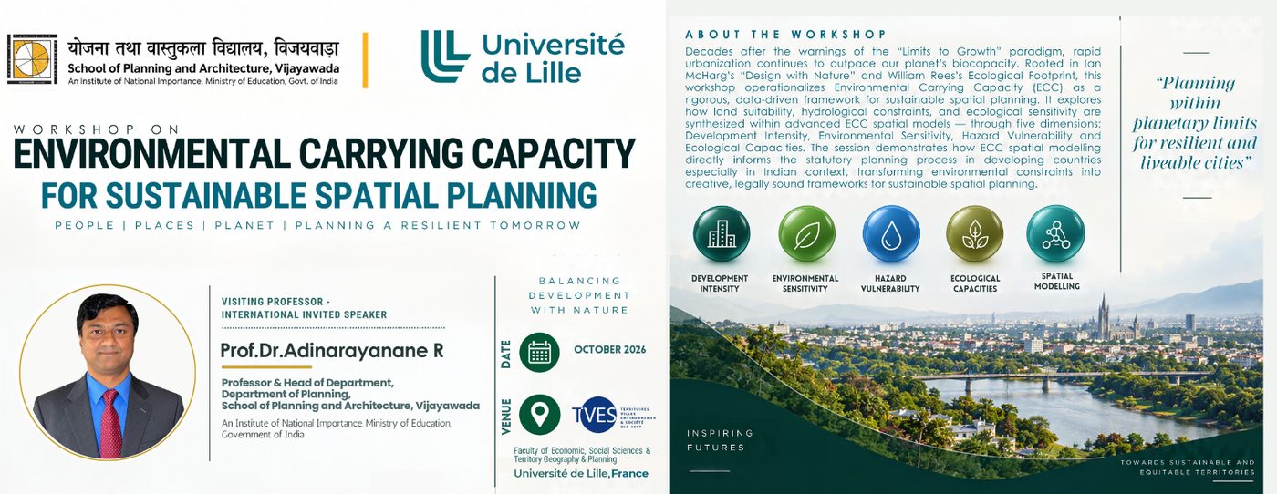 Workshop on Environmental Carrying Capacity for Sustainable Spatial Planning at School of Planning and Architecture Vijayawada – October 2026
