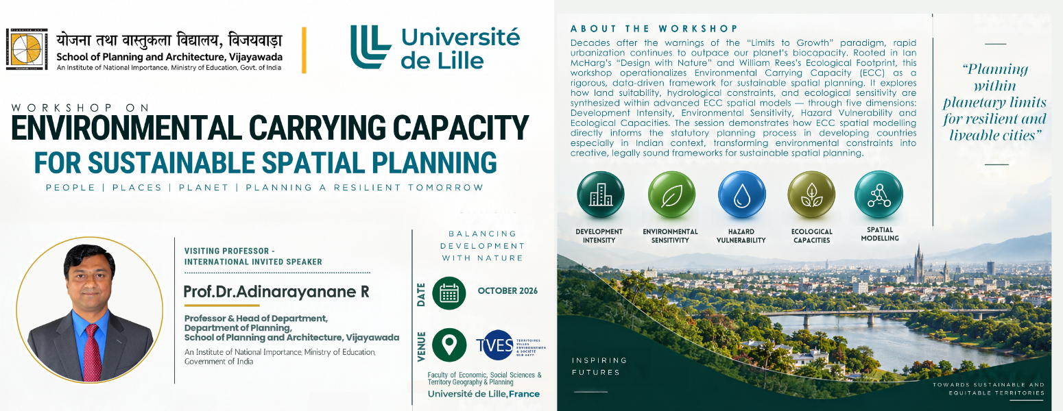 Workshop on Environmental Carrying Capacity for Sustainable Spatial Planning at School of Planning and Architecture Vijayawada – October 2026